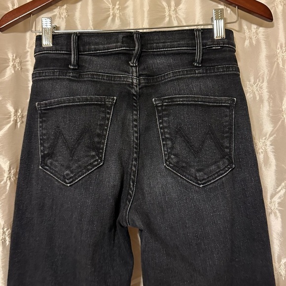 MOTHER The Hustler Ankle Fray Jeans Black Encounters at Night Raw Hem Boot - Picture 7 of 16